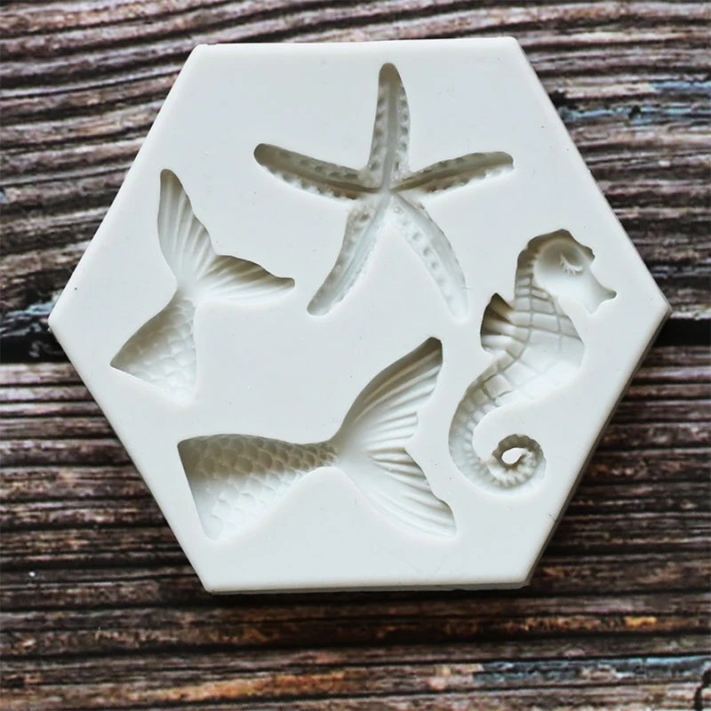 Mermaid Tail Starfish Seahorse Shape DIY Silicone Material Molds Chocolates Biscuit Fondant Cake Decor for Baking Lovers