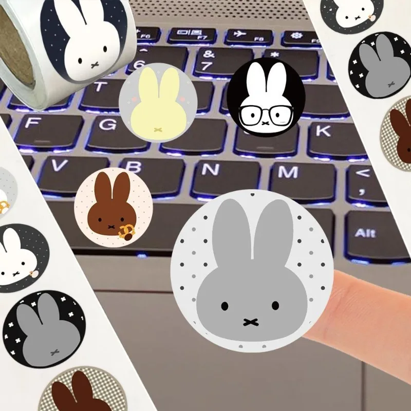 Miffy Rabbit Q Edition Roll Stickers Cartoon Cute Boys and Girls Hand Account Journal Decoration High Color Value diy Stickers - view 5