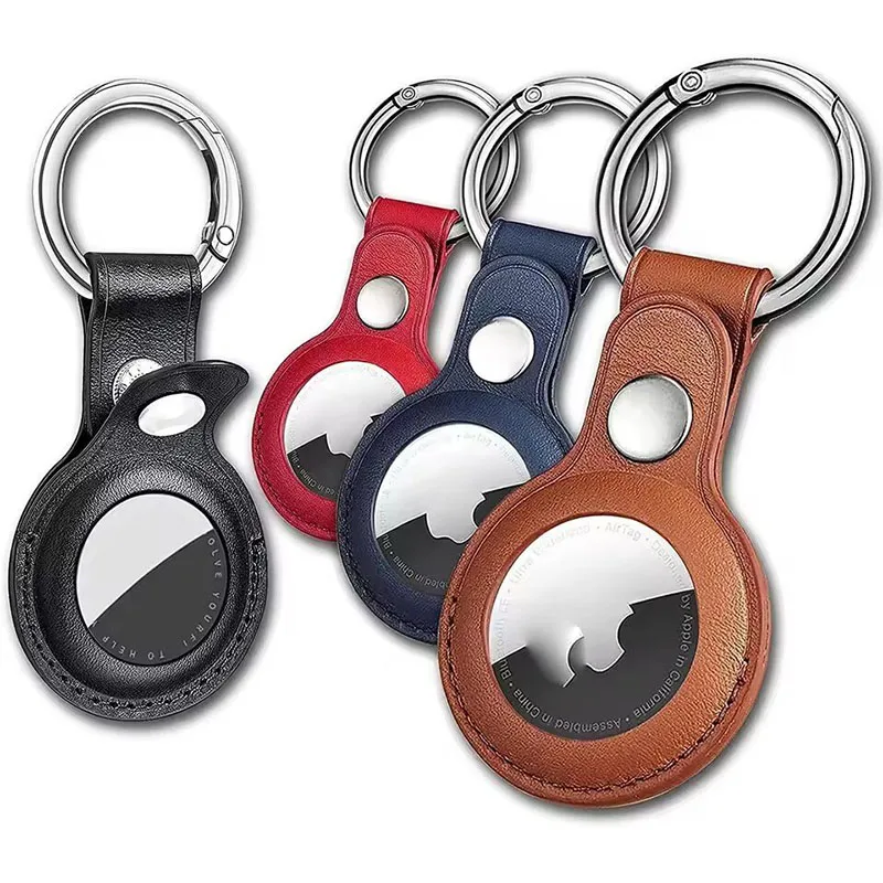1x Leather Keychain For Apple AirTag Protective Case Cover Waterproof Luggage Anti-Loss Keyring AirTags Accessories
