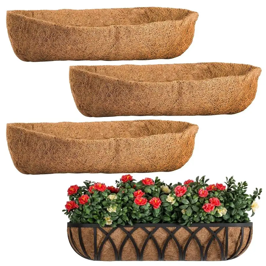 

Packs Coco Liners for Planters 36 Inch, Coconut Fiber Window Box Liners Planter Insert Trough Planter, Coconut Basket Liners for