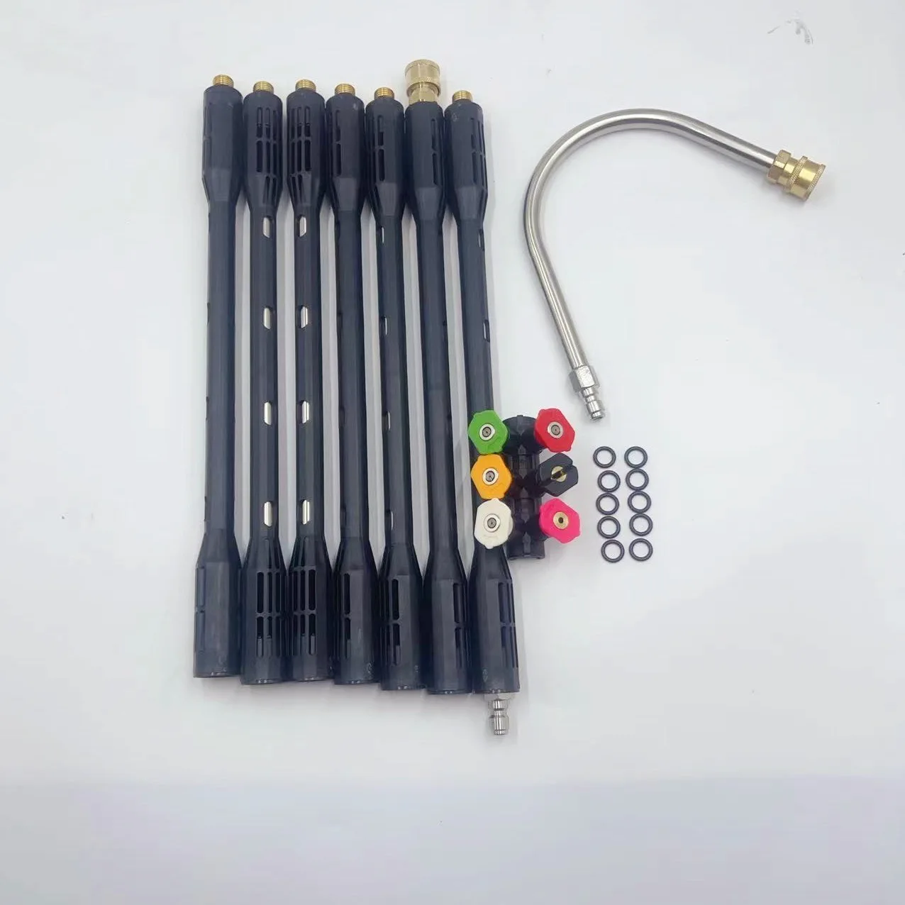 10 Stks/set Hogedrukreiniger Verlenging, Snel Aansluitende Powerwasher Lans Met 6 Nozzle-Koppen, Sloot Reinigingsbuigmachines