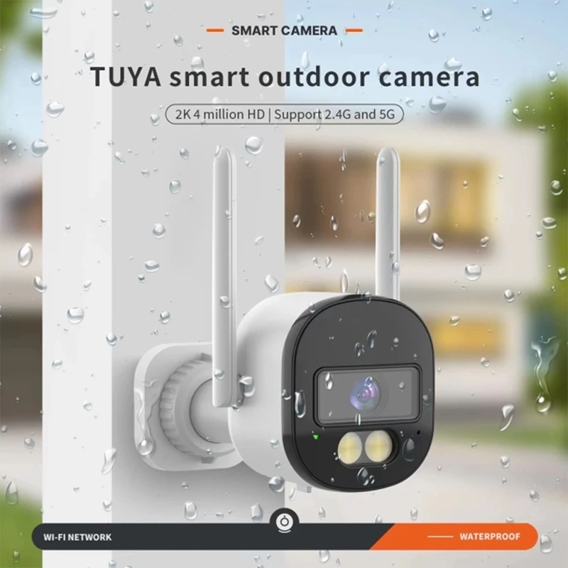 Tuya Outdoor Camera 4MP 2.4GHZ 5G WIFI Waterproof Two Way Talk Motion Detect Siren Alarm IP Cameras For US Plug Version