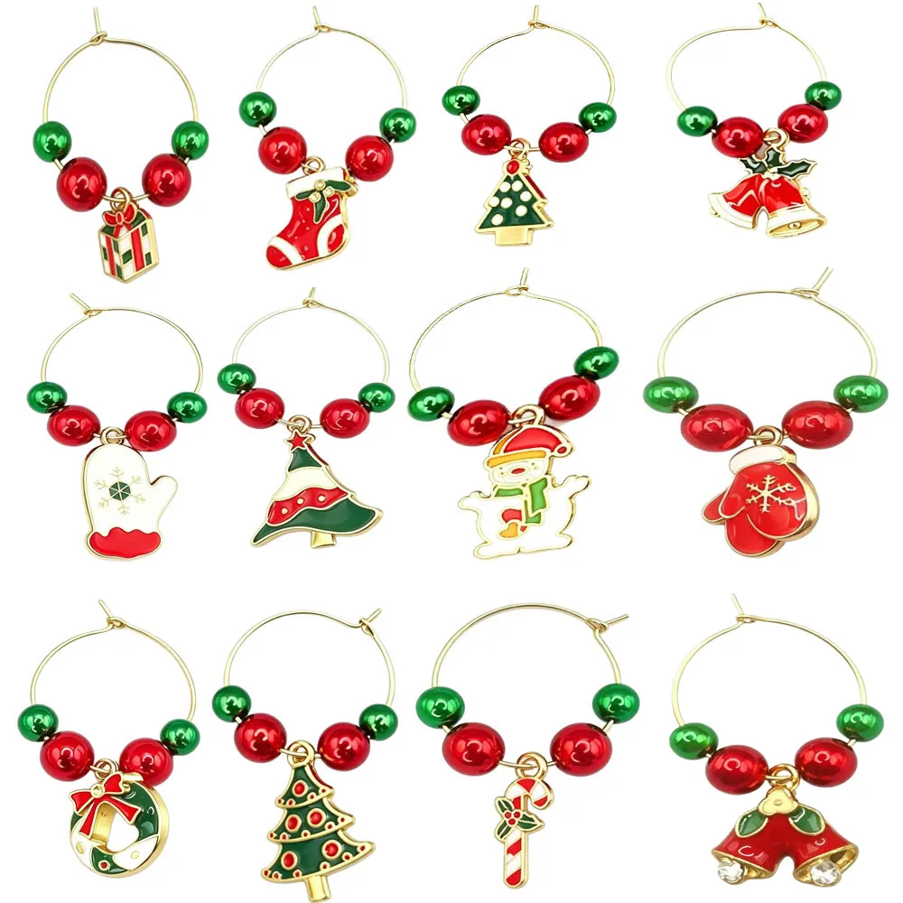Christmas Wine Glass Ring Modern Minimalist Metal Wine Glass Identifier Holiday Party Wine Glass Charms
