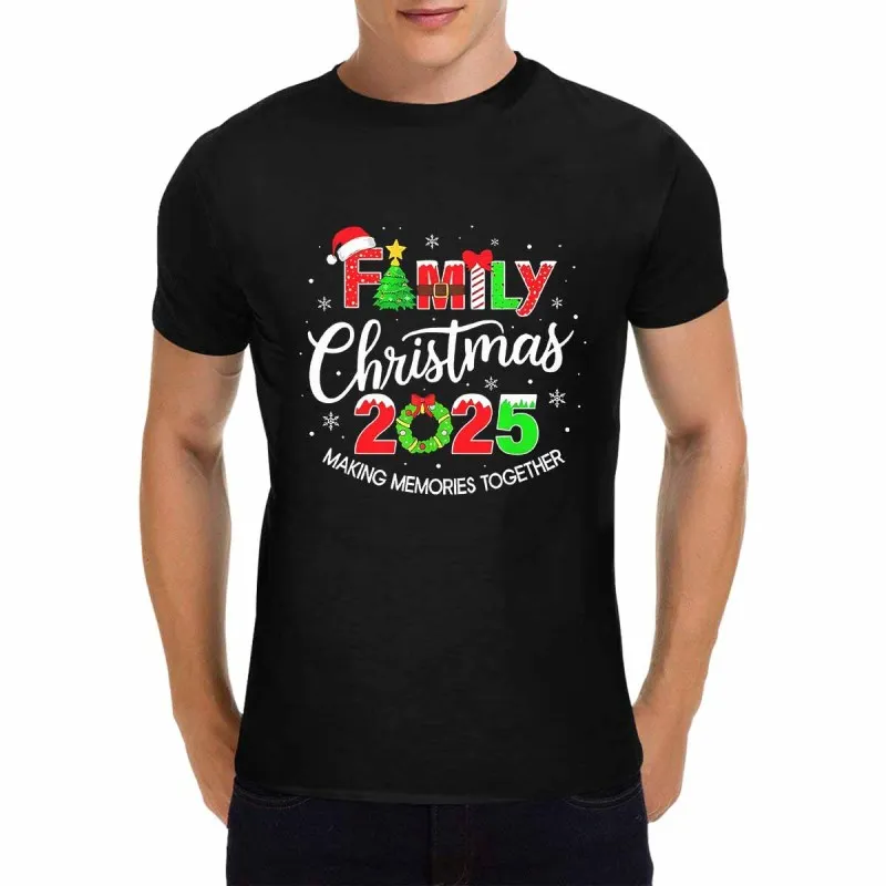 

Men's Black Crew Neck T-Shirt Family Christmas 2025 Making Memories Together T-Shirt WHX 180g