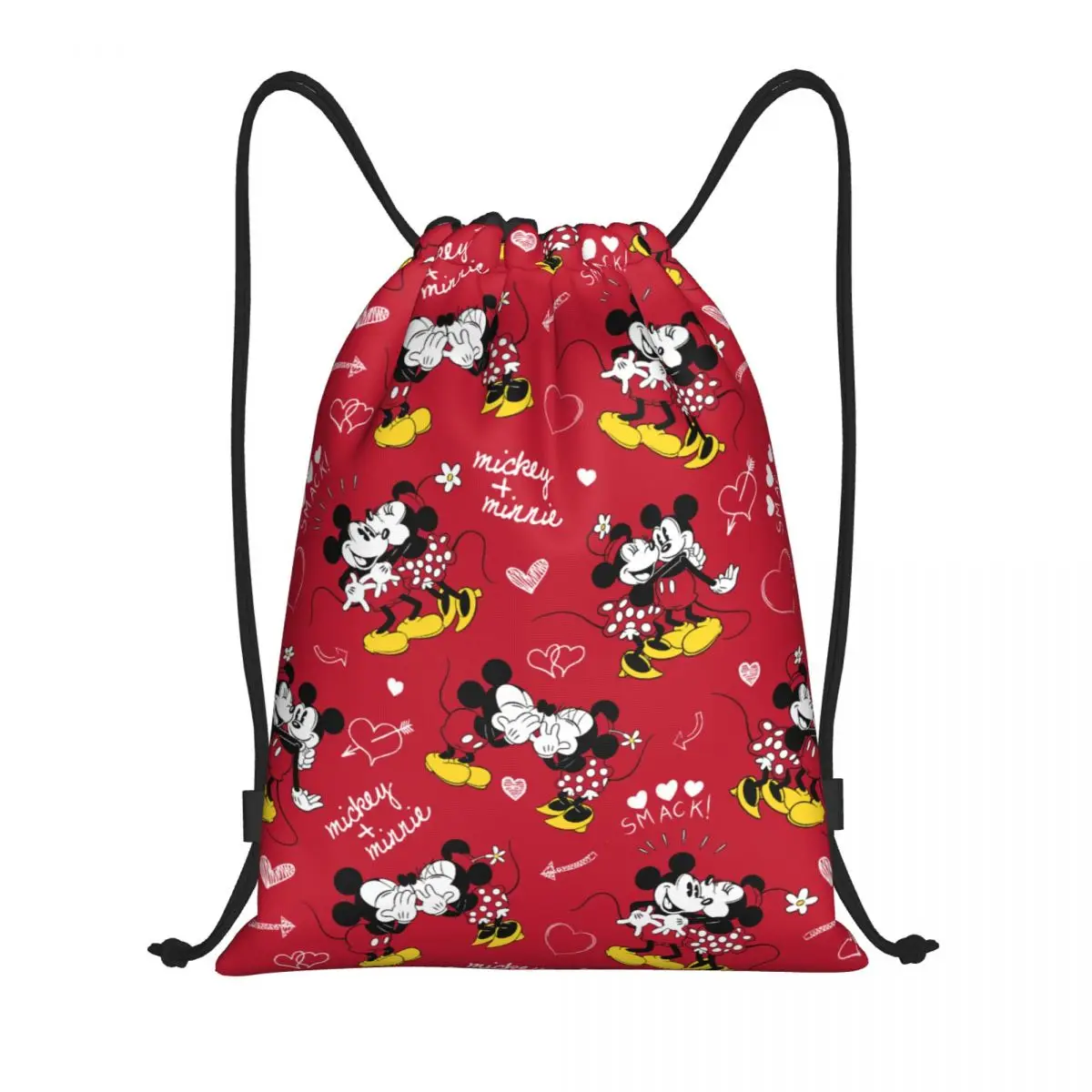 

Custom Mickey Minnie Love Drawstring Bags Women Men Foldable Sports Gym Sackpack Cartoon Shopping Backpacks