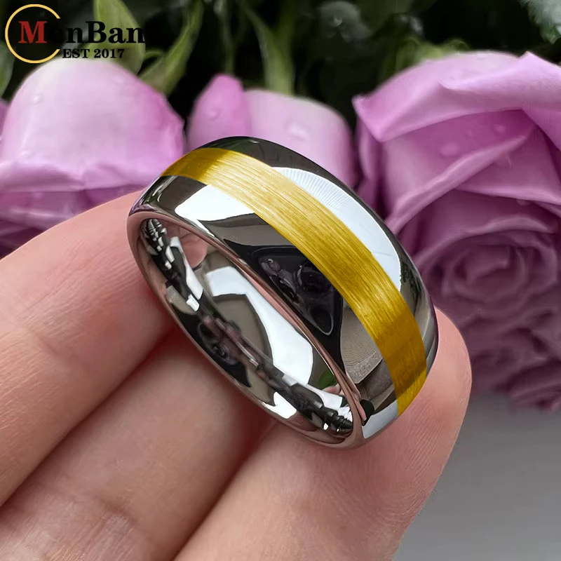 MenBand Jewelry Fashion 8MM 10MM Dome Band Center Brushed Men\'s and Women\'s Tungsten Carbide Wedding Ring Comfortable Fit