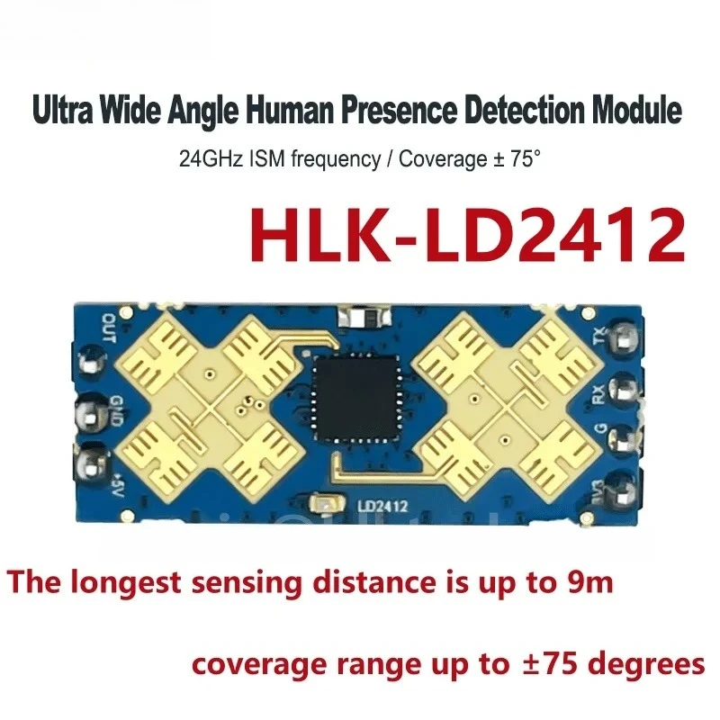 HLK-LD2412 24GHz Radar Human Presence Sensor -9m Range Wide Angle,Static Detection,for Smart Lighting/Security,Development Kit