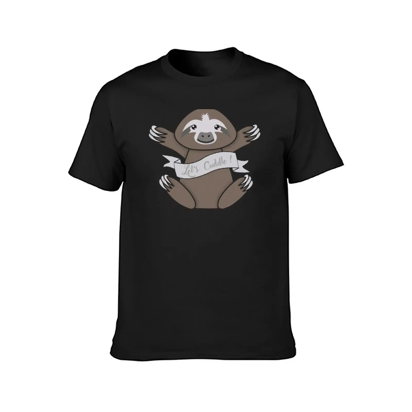 Lets cuddle with a cute little sloth T-Shirt summer top Aesthetic clothing oversized t shirts for men cotton