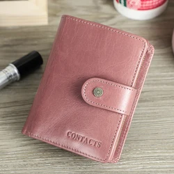 Contact's Genuine Leather Women Wallet Fashion Coin Purse for Female Small Money Bag Rfid Card Holder Portomonee Luxury Wallets