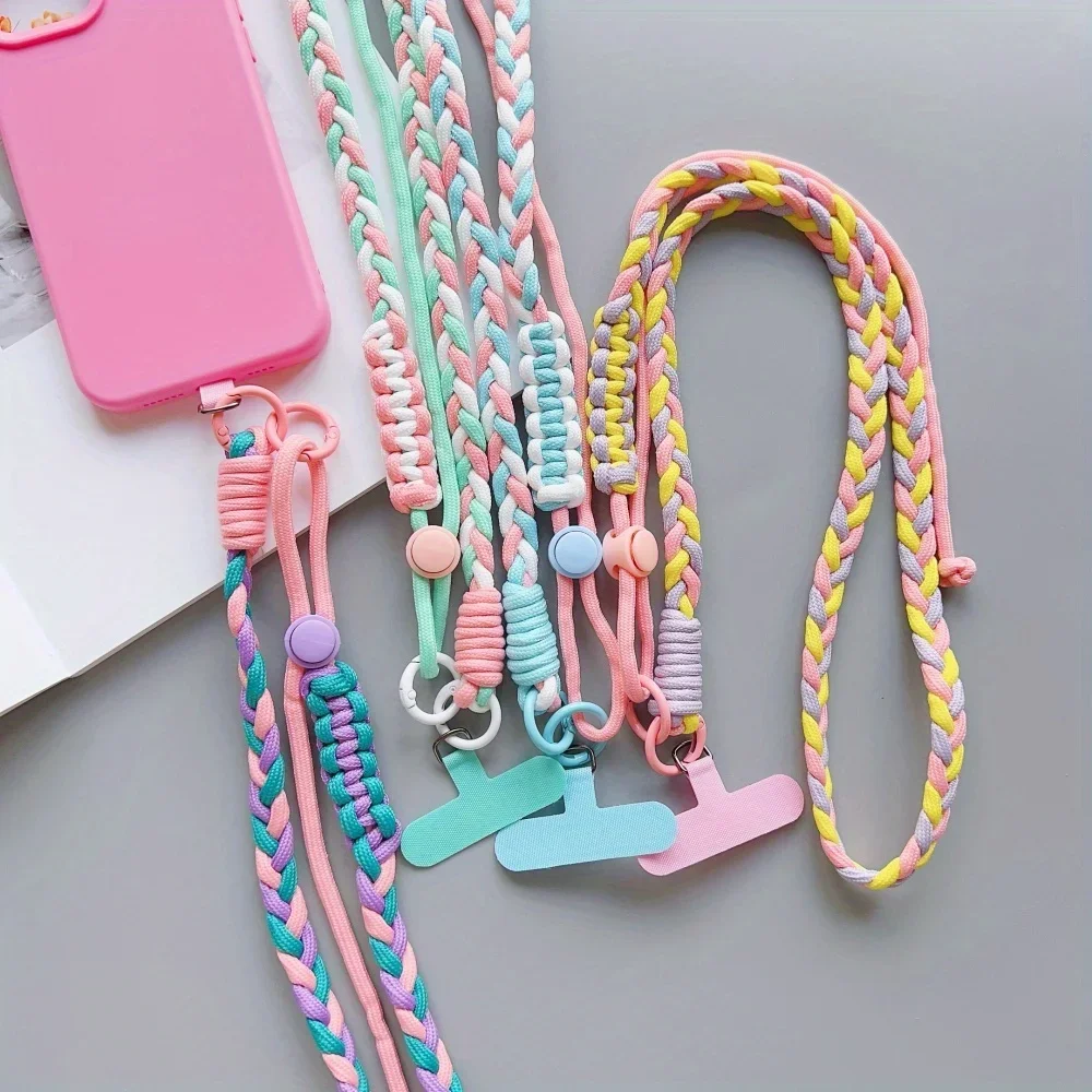 

Cute Korea Nylon Color Diagonal Span Rope Mobile Phone Anti-lost Adjustable Lanyard Thickened Halter Chain Outdoor Hanging Chain