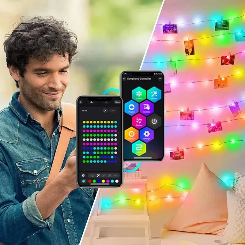 5/10/20/30M Holiday Lamp Smart Control Light String APP Bluetooth Christmas Decoration Outdoor Atmosphere LED Night Lights