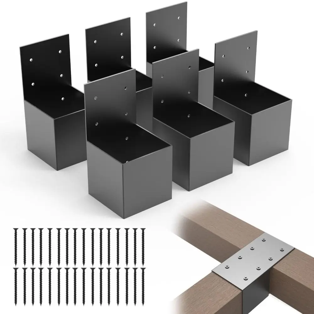 with Screws Black Pergola Bracket Metal Durable Deck Railing Connector Heavy Duty Wall Mounted Fashionable Metal Bracket Garden