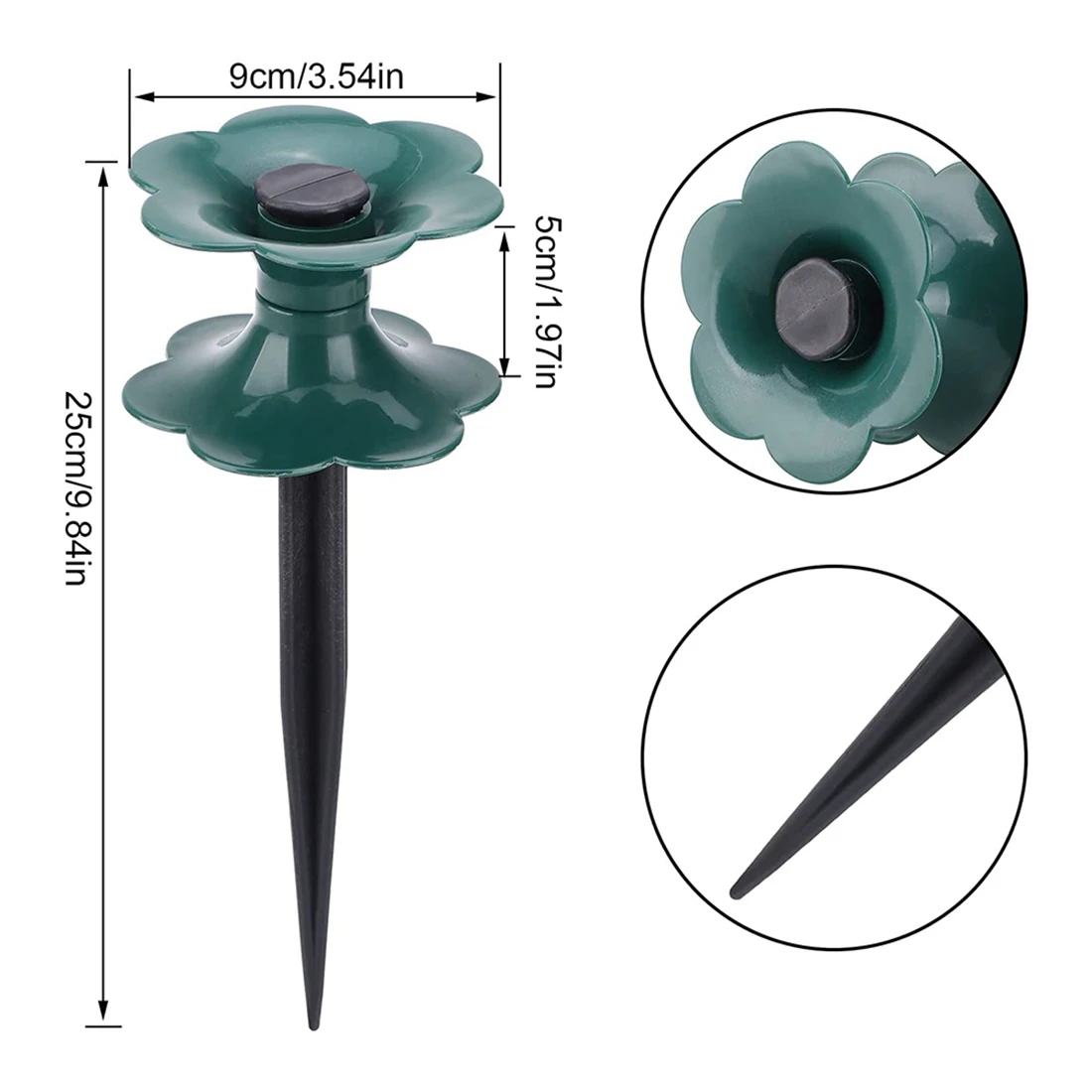 3PCS Garden Hose Guide Spike,Rust Free Long Spike Heavy Duty Petal Spin Tops Keep Hose From Kinking for Plant Protection