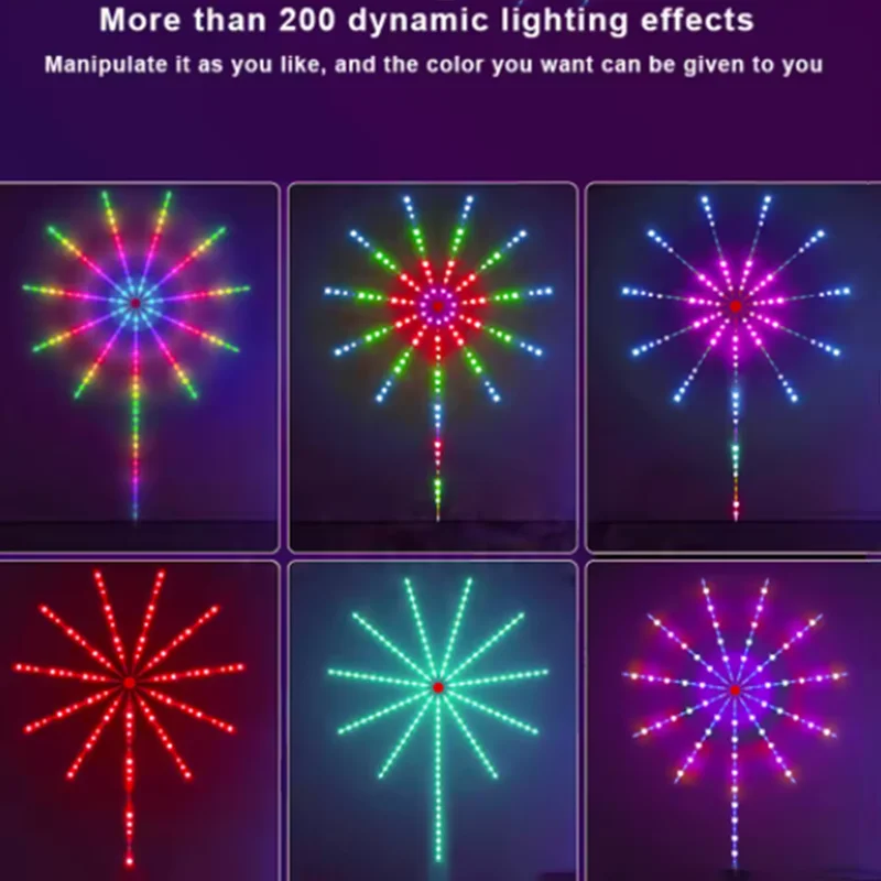2025 Smart LED Fireworks Light LED Neon String Light Bluetooth Control Music Sync Bedroom Wedding Party Christmas Decor   5.0
