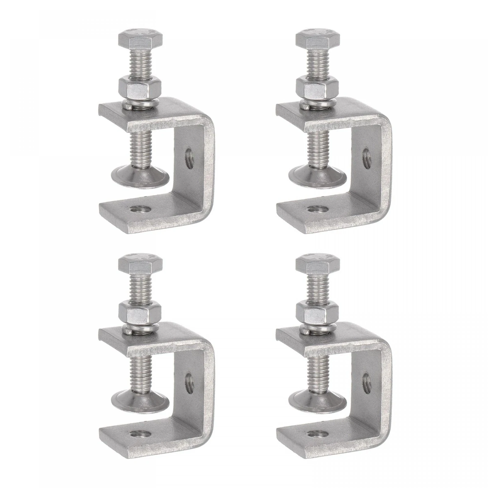 304 Stainless Steel Clip Adjustable C-clamp Square Steel Pipe Clamp Hexagonal Bolt Hardware Tool Fasteners Desk Fixed Holder