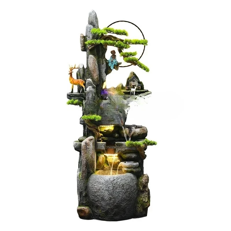 Chinese Zen waterscape rockery flowing water fountain living room landscape ornament water wheel floor decoration