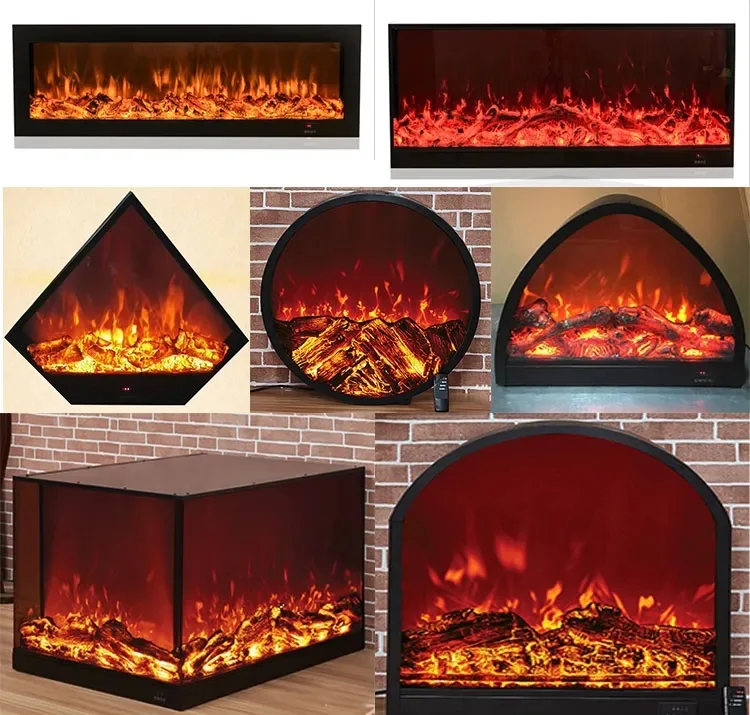 Custom 220v Electric Fireplace Heat burner 60/50/70 Inch 3 Side Glass Electric Fireplaces Wholesale