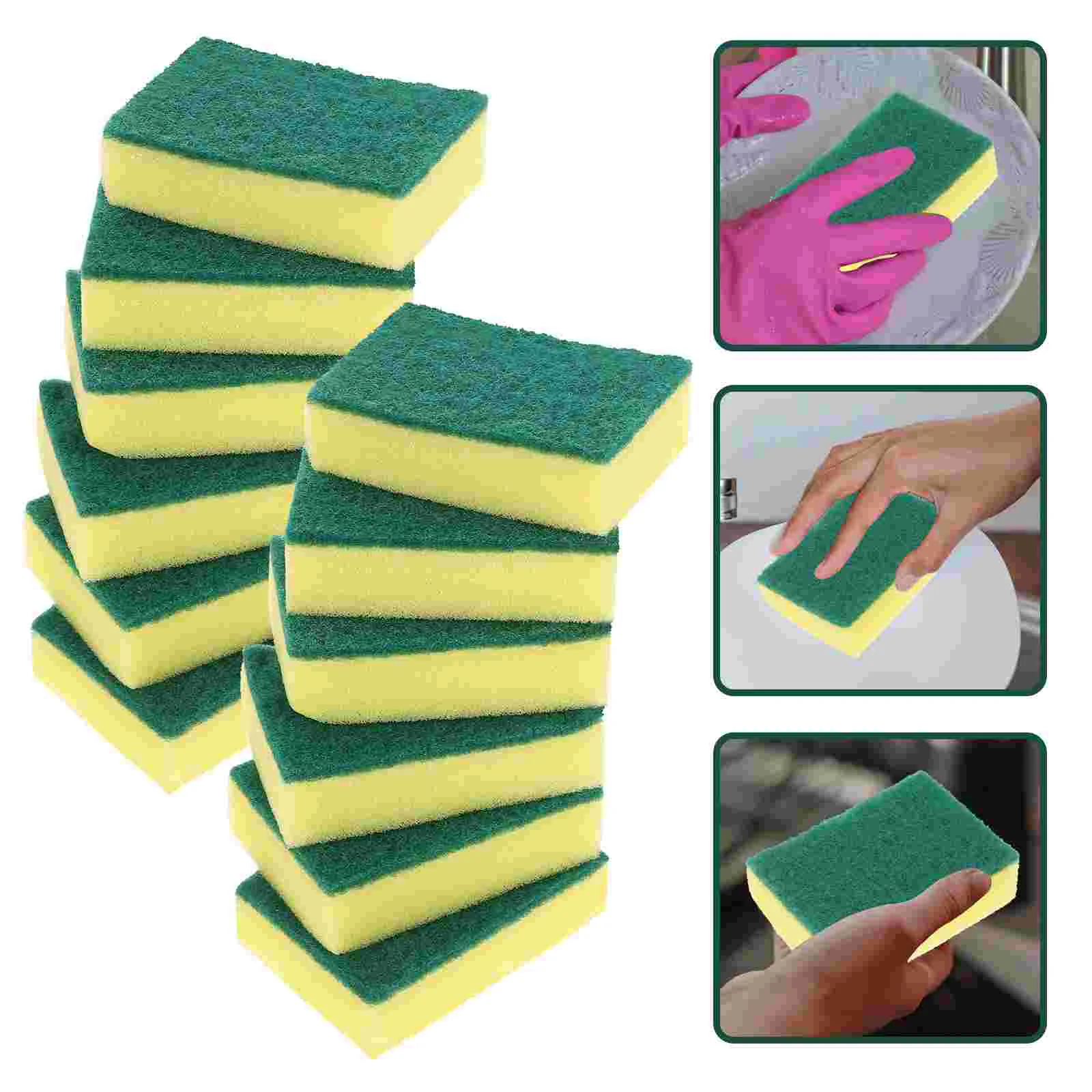 

24 Pcs Dishwashing Sponge Scrub Wok Thicken Scrubber Scrubbers Pads Small Flatware