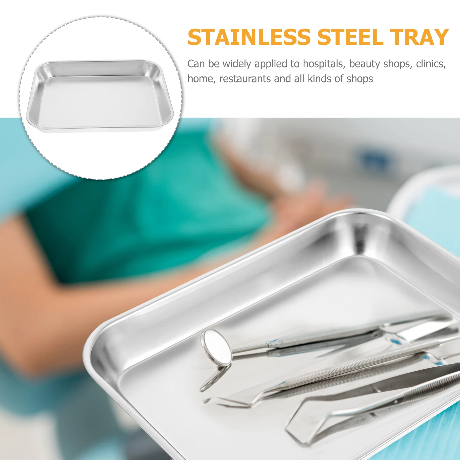 

Premium Stainless Steel Surgical Tray Square Injection Therapy Plate for Medical Tools Snacks Candy Storage Lightweight Large