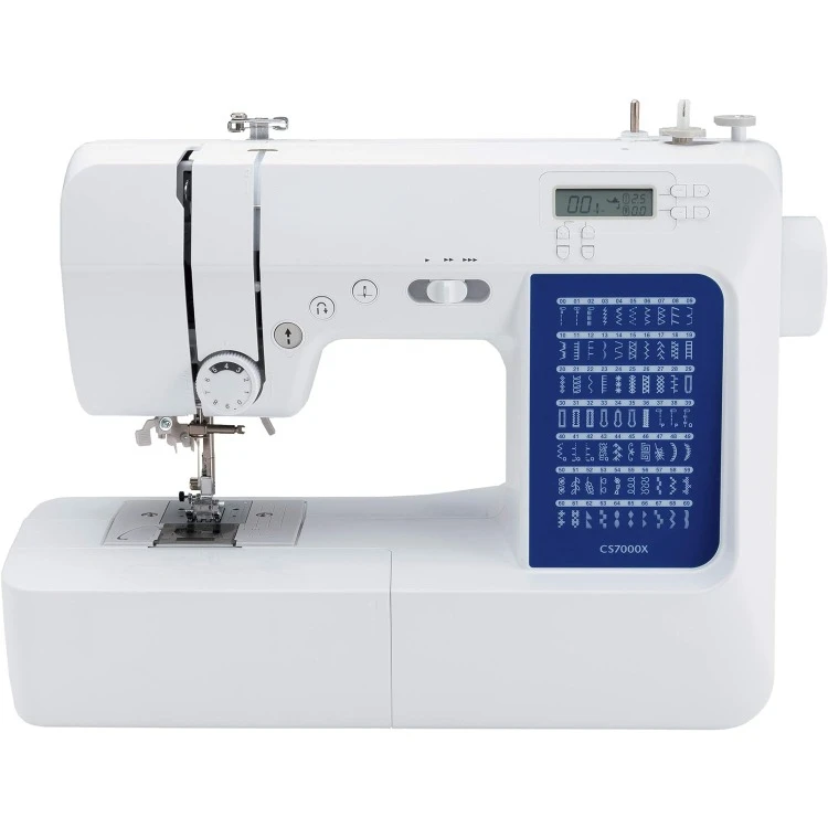 

Computerized Sewing and Quilting Machine, 70 Built-in Stitches, LCD Display, Wide Table, 10 Included Feet, White