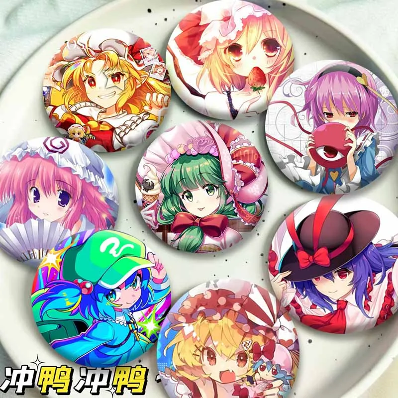 Cute Game TouHou Project Badge Hakurei Reimu Hieda No Akyuu Izayoi Sakuya Cartoon Brooch Tinplate Enamel Pins Jewelry Accessory