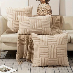 1pc Boho,Faux Plush Throw Pillow Covers,Luxury SoftFluffy Decorative Cushion Cover Pillowcase for Sofa,18*18inch