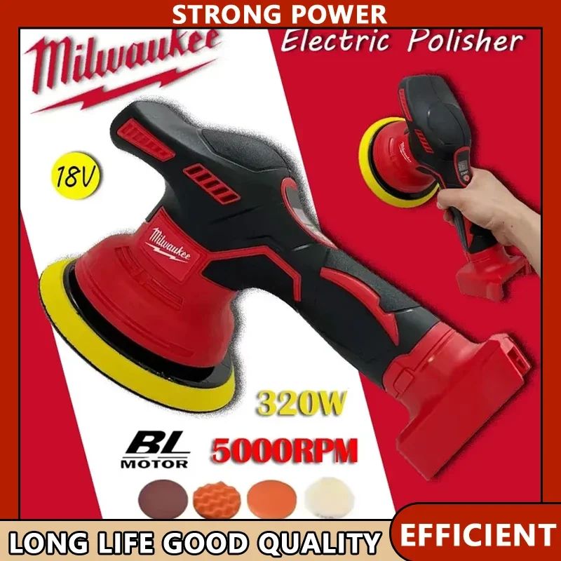 

Беспроводная электрическая полировальная машина Milwaukee, 8-скоростной цифровой дисплей, полировальная машина для вощения автомобиля, автоматическая литиевая батарея