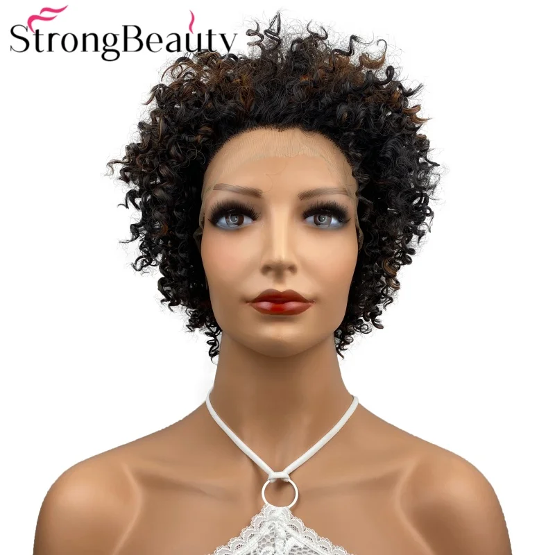 

StrongBeauty Short Curly Lace Front Wig Wigs Synthetic Hair Women Wig