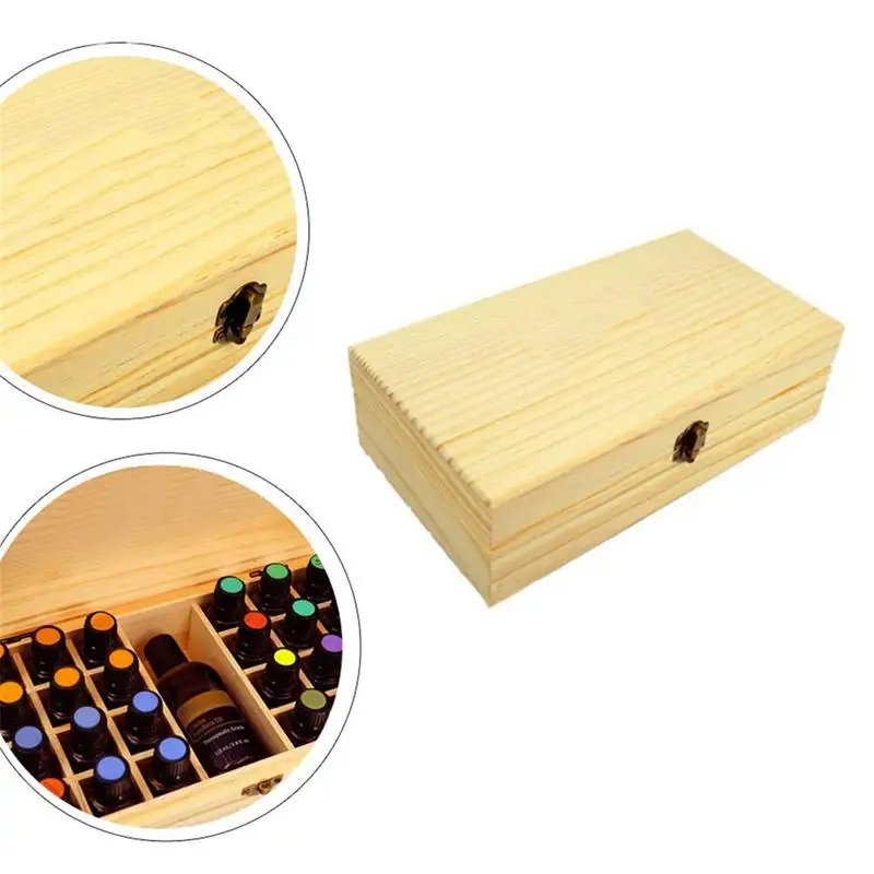 Essential Oil Case 24 Bottles 5ML10ML 15ML Perfume Oil Essential Oil Box Wooden Portable Carrying Holder Nail Polish Storage