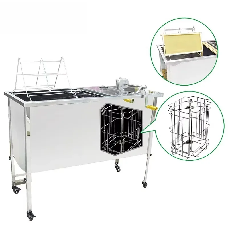 Stainless Steel Manual 4 Frame Honey Extractor Machine Integrated Honey Uncapping Tank Centrifuge Beekeeping Equipment Custom