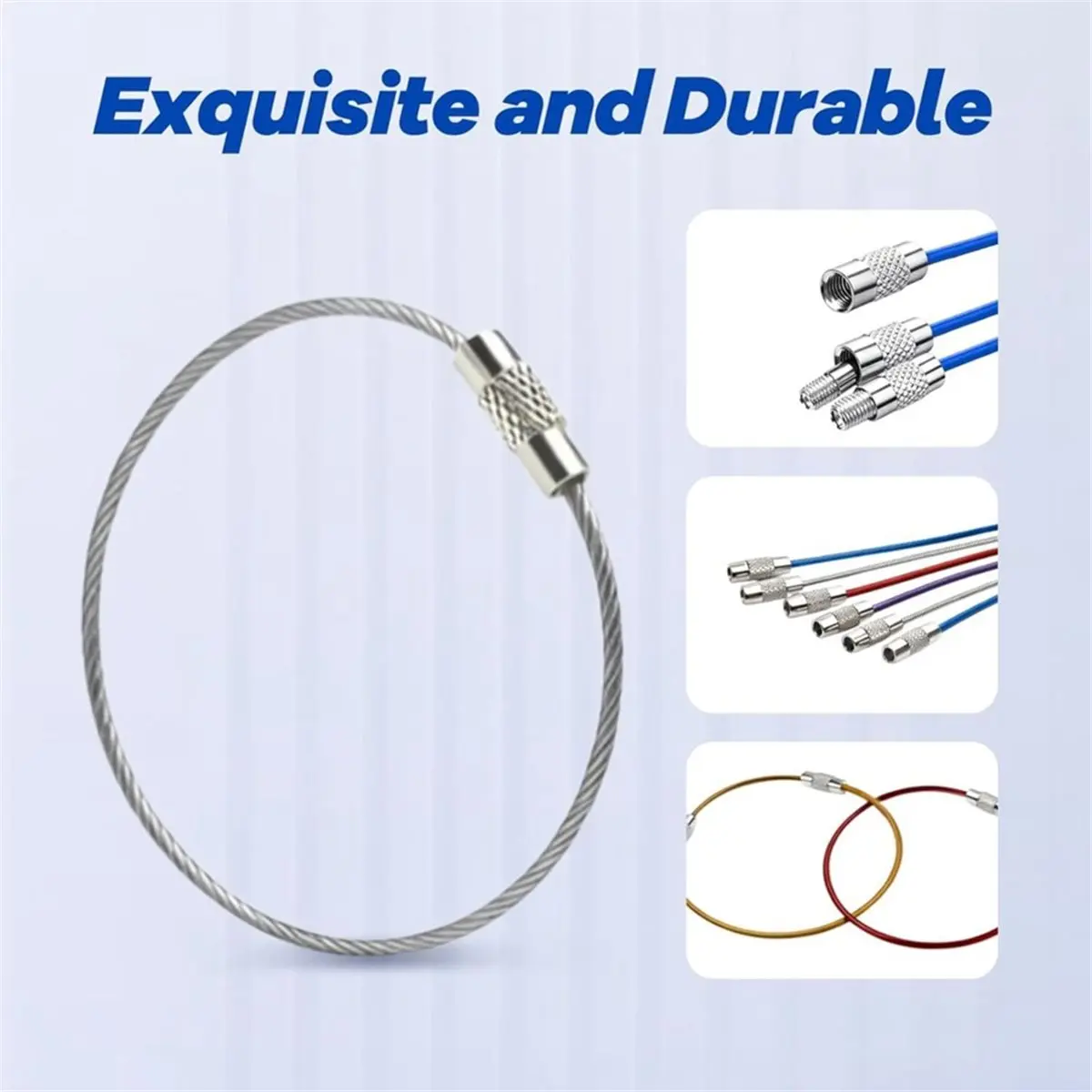 【MUST-HAVE LIST】 50pcs Wire Keychain Cable, Stainless Steel Cable Keyring , Luggage Tag Loops, Keychain Cable