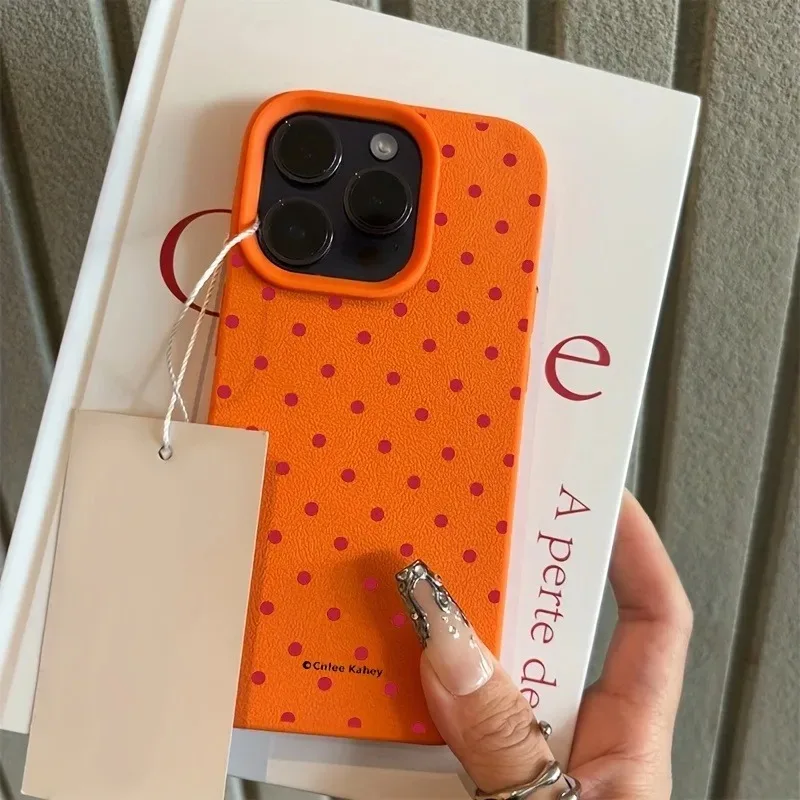 Chic Rose Red Polka Dot Design Lichee Pattern Phone Case For iPhone 17 16 15 14 13 12 11 Pro Max XS X XR 16E 16 Plus 17Air Cover