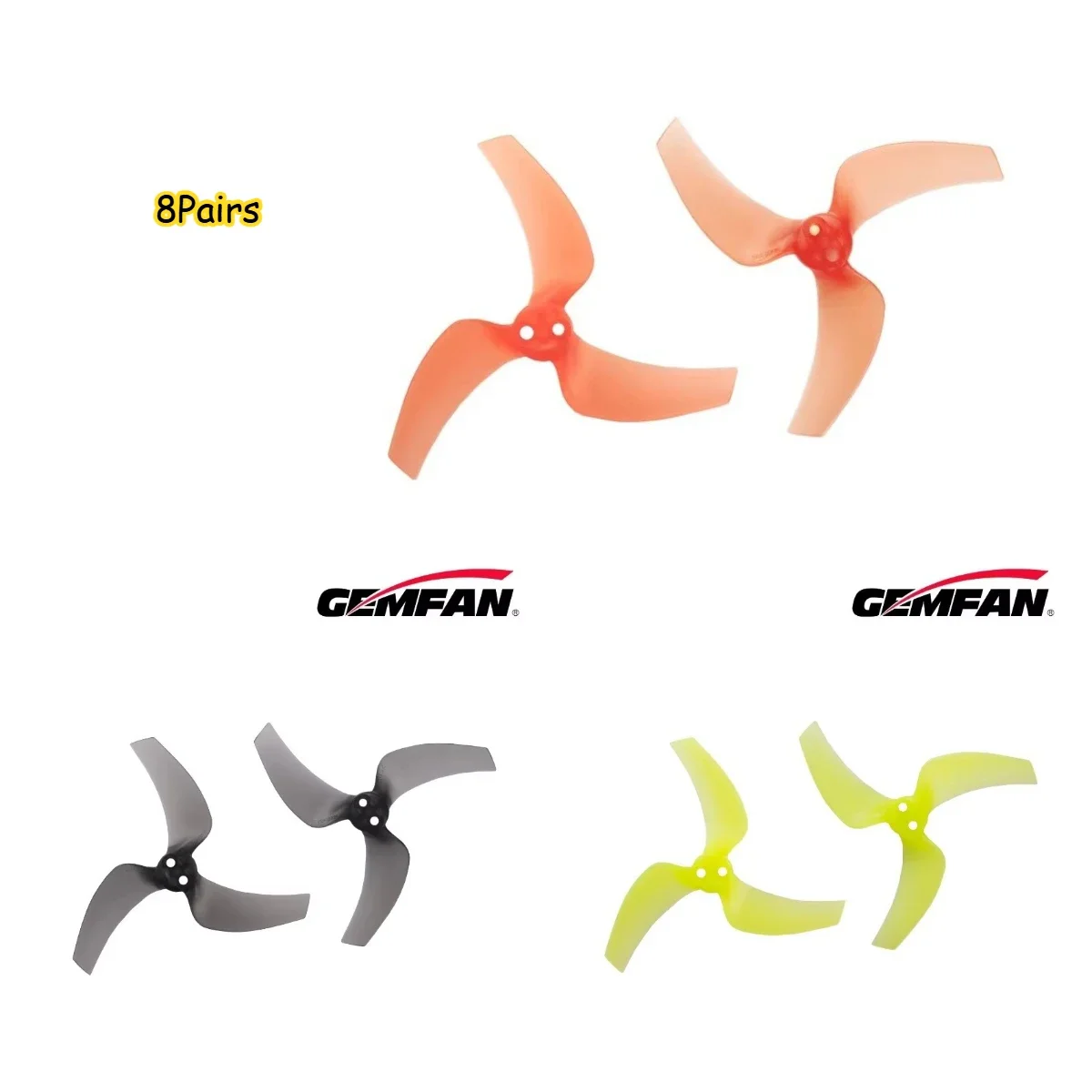 8Pairs(8CW+8CCW) Gemfan 3032-3 76.2mm 3-Blade Propeller 2mm Hole for FPV Tinywhoops DJI AVATA2