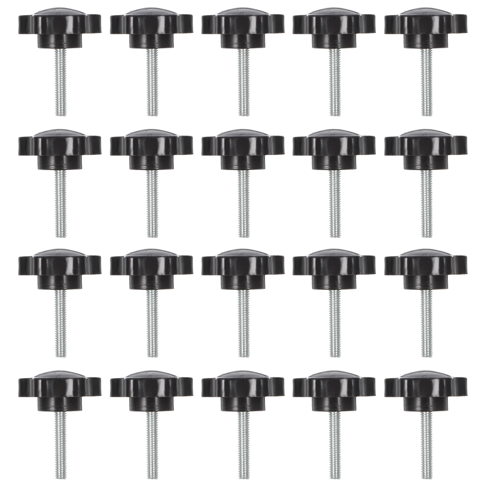 

20 Pcs Hexagonal Screws Carbon Steel Long Bolts Star Knob Nuts Clamping Screw Furniture Mechanical Hardware