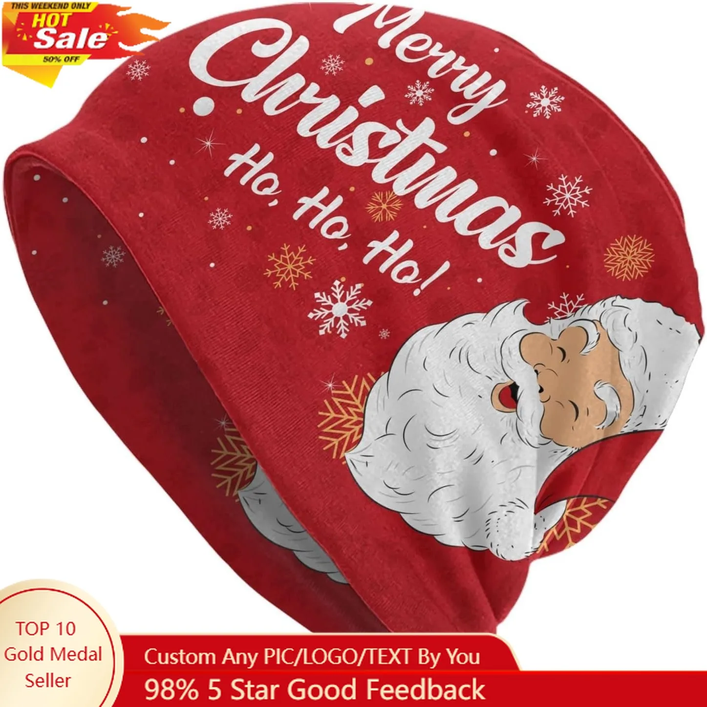 

Christmas Santa Claus Gifts Beanie Standard Closed Chemo Hat Cancer Headwear Knitted Hats Baggy Slouchy Cap for Women M