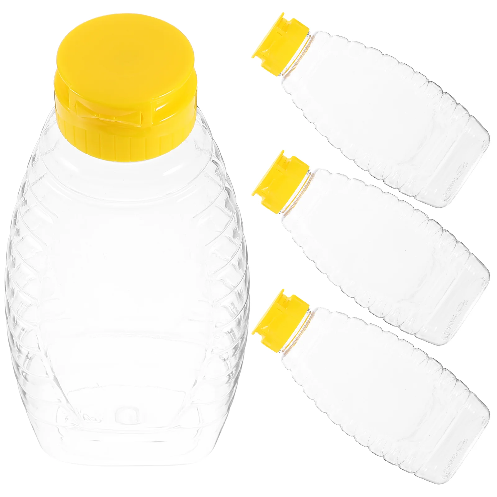 4pcs Transparent Plastic Squeeze Honey Bottle Food Packaging Bottle Honey Jar With Lid Squeeze Honey Bottle Jam