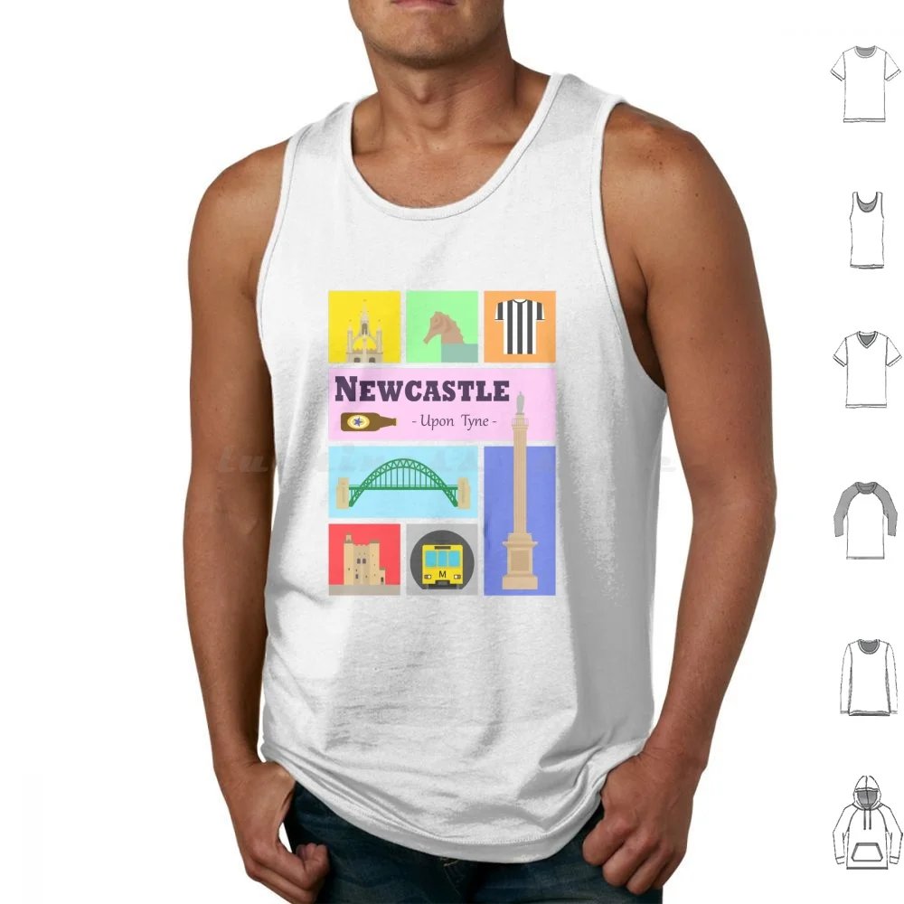 Upon Tyne Tank Tops Print Cotton Upon Tyne North East Toon Metro Grey Street Greys Monument Castle Keep Tyne Bridge St