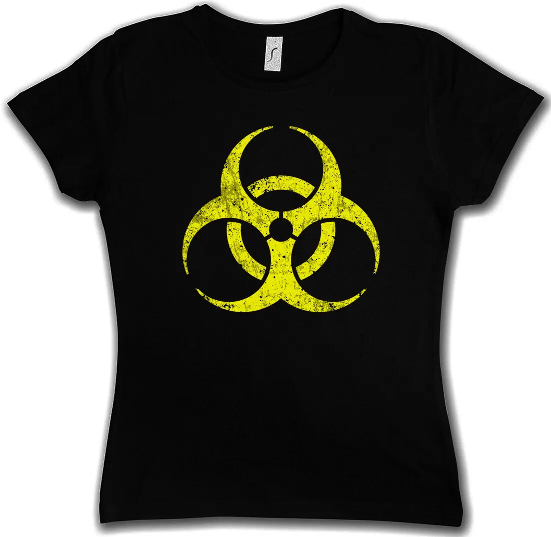 Черная Женская футболка с изображением винтажного символа биологической опасности-готический логотип Goth Cyber Hardcore