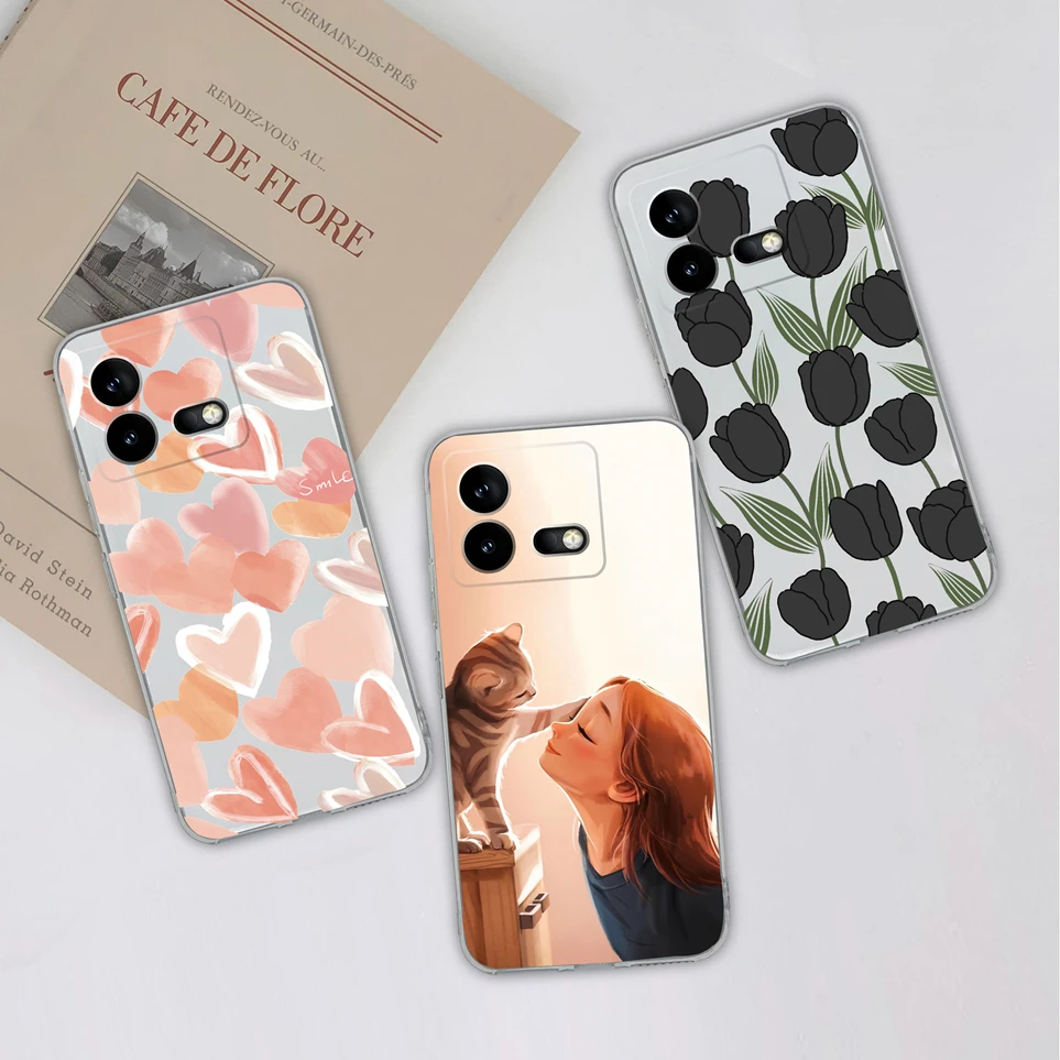 Case For Vivo iQOO Neo8 8 Pro Beautiful Flowers Soft Silicone TPU Transparent Cover Comfortable Durable Funda For Neo6 6SE Coque