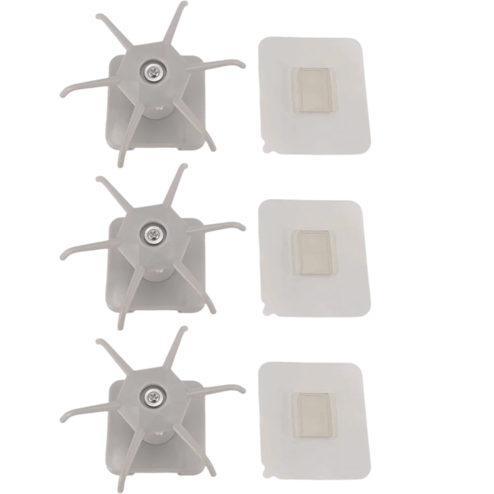 3pcs 360 Degree Rotation Under Cabinet Hooks Strong Bearing 6 Claws Design Kitchen Utensil Hooks Adhesive Hanging Rack