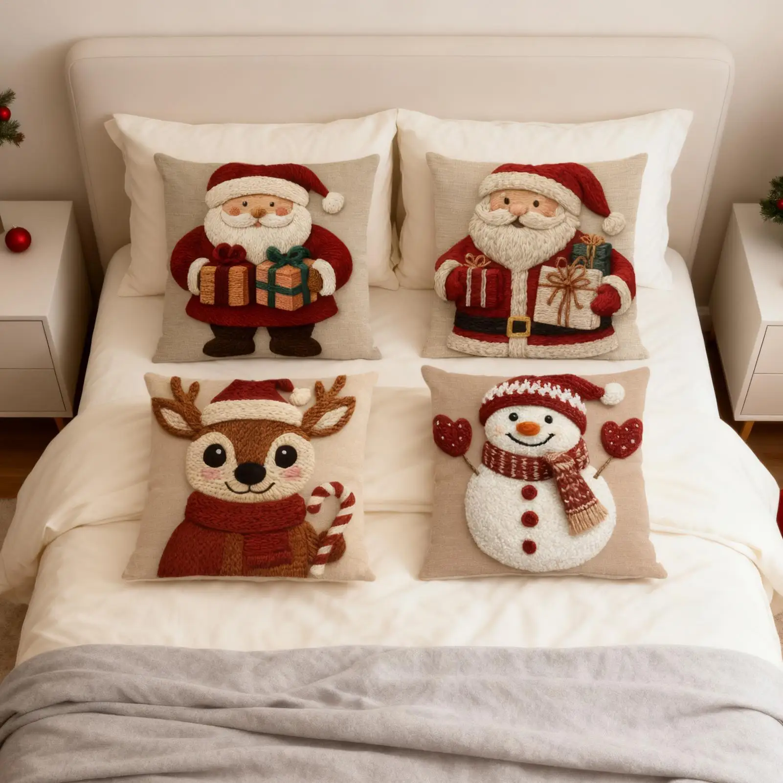 Christmas Pillow Covers 4 Pieces Linen Holiday Decor Soft Christmas Throw Pillow Covers 18x18 for Couch Chair Bedroom Living