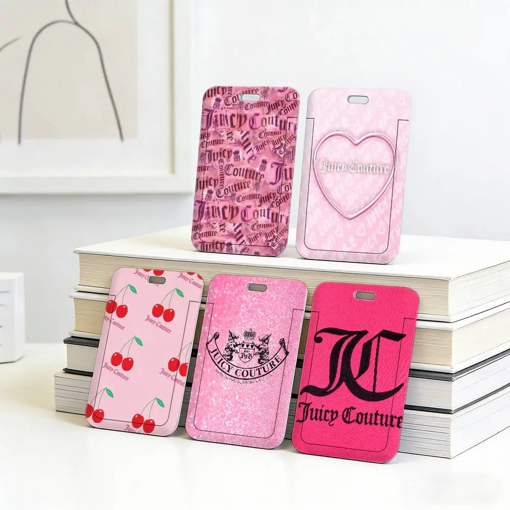 J-Juicy C-Couture Comfortable Neck Strap Lanyard with Transparent ID Card Holder, Durable Card Cover for Employee Office Badge.