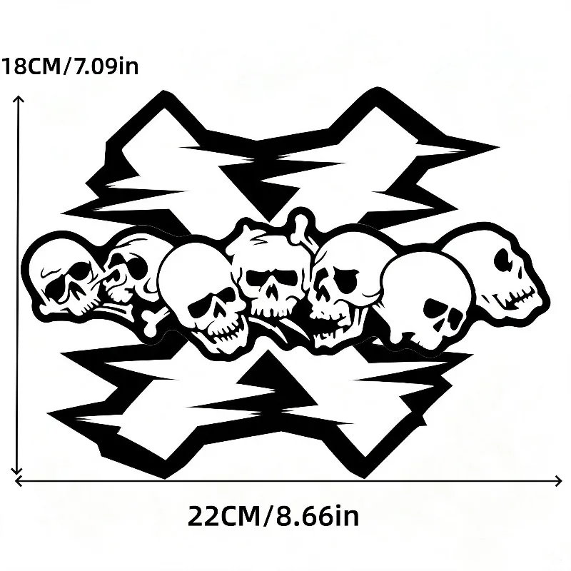 Holographic X and Skull Totem Car Sticker Waterproof Heat Resistant Scratch Cover Vinyl Decal for Auto Motorcycle Truck