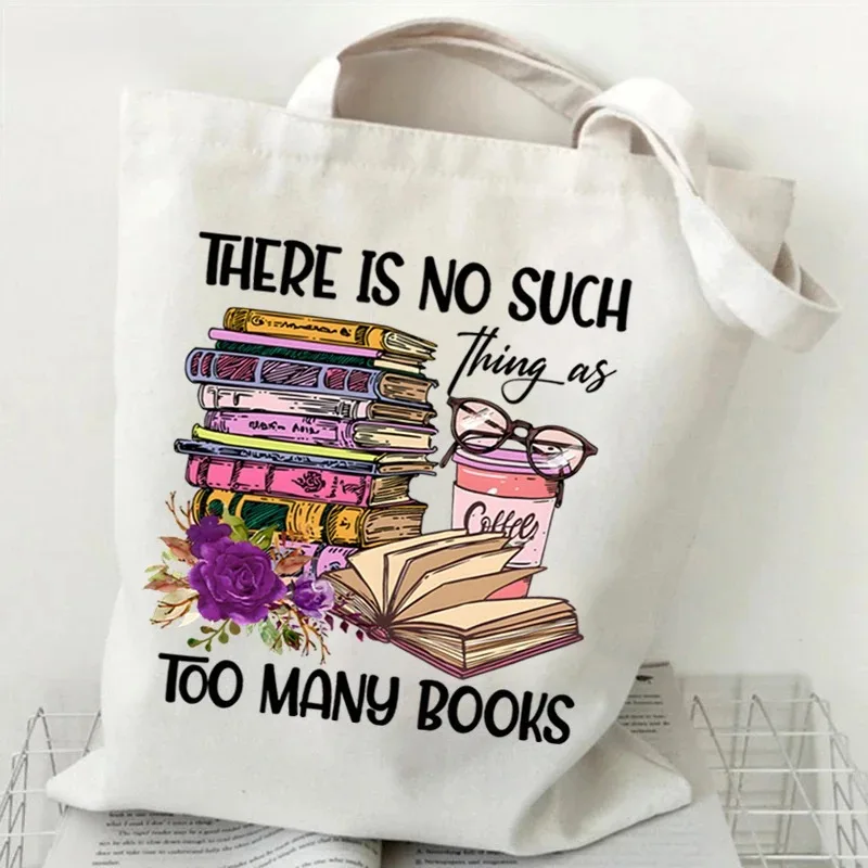 Just A Girl Who Loves Books Canvas Tote Bag Reusable Shopper Bag Vintage Rose Books Fashion Read Lover Women Shoulder Handbags