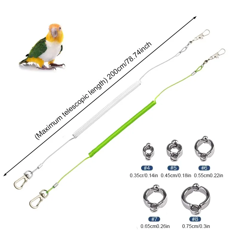 

Bird Safety Harness Training Flight Rope Adjustable Parrot Training Rope With Five Different Size Of Leg Loops Pet Parrot Supply
