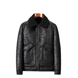 Leather Men's Clothing 2024 Winter New Plush and Thickened Male Fur integrated Motorcycle Soft Durable Stylish Jacket Coat C9