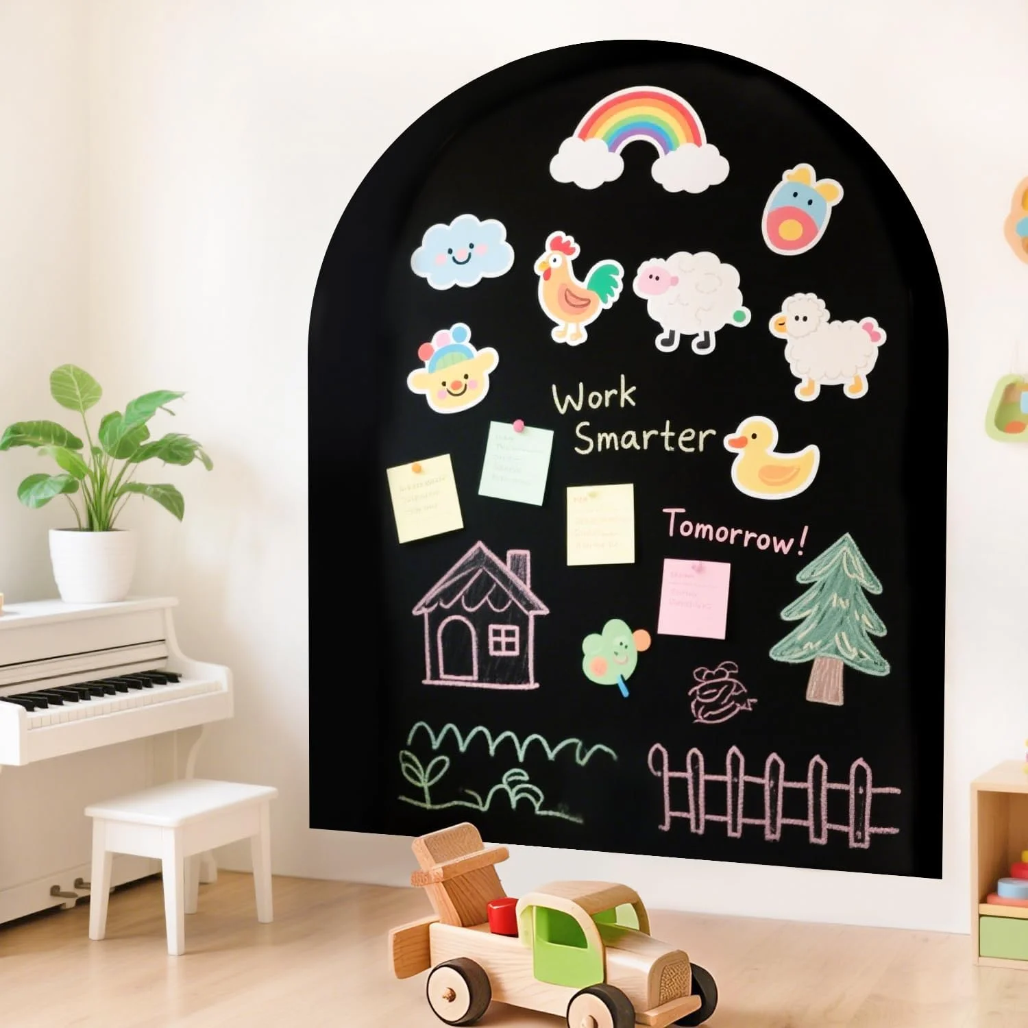 

40x32 Inch Black Magnetic Arch Chalkboard Wall Decal with Accessories for Home Playroom