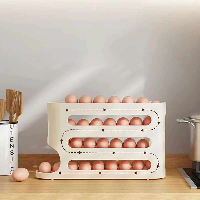 Automatic Rolling Holder Rack for Eggs, Egg Storage Box, Container for Kitchen Refrigerator, Egg Dispenser, Frigorífico Organizer, 4 Camadas