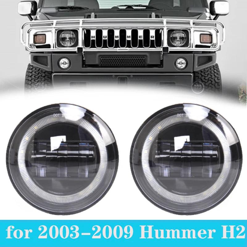 

Fit for 2003-2009 Hummer H2 Led Fog Light DRL White Halo Ring 4inch 30W Refit Car Accessories