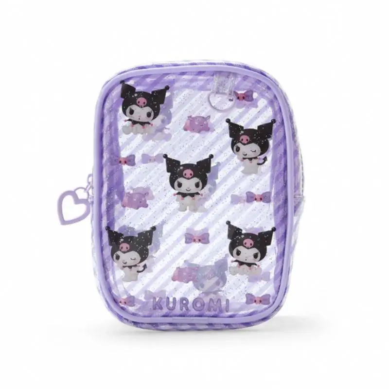 Sanrio Hello Kitty Kuromi Pvc Transparency Portable Girl Double Sided Printing Makeup Storage Coin Card Bag Children\'s Toys